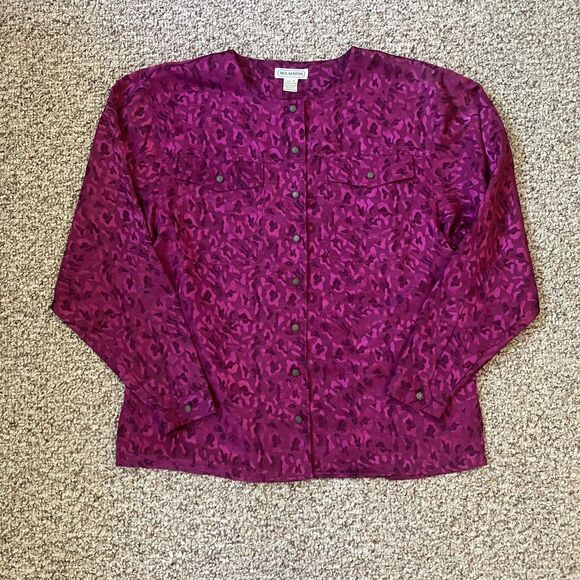 Neil Martin Womens Vintage 80s Blouse Top Size 14 Pink Iridescent Barbie Button - Picture 1 of 8